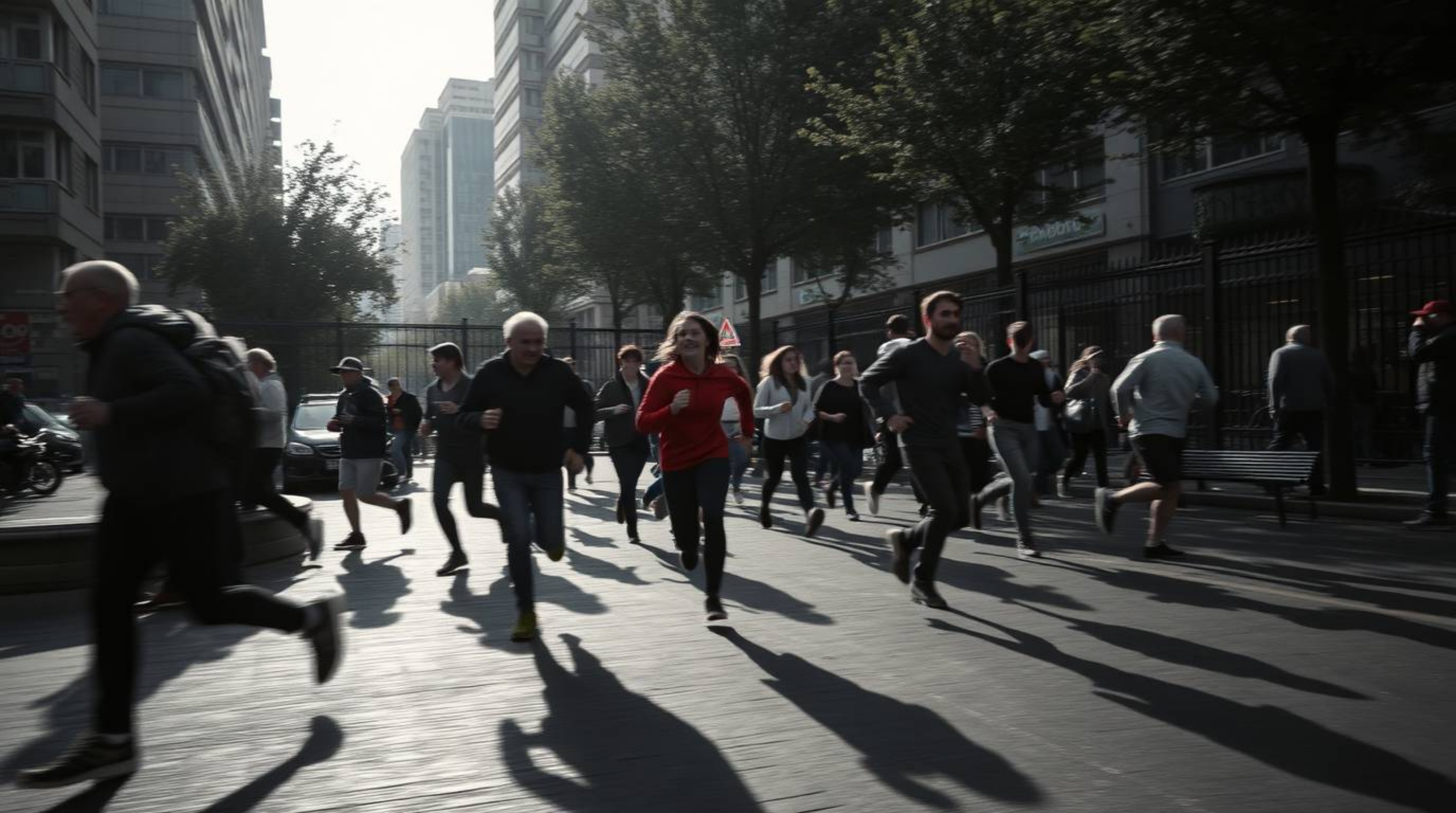 Experience a dramatic slow-motion journey through an urban playground, captured in striking jet-black candid street photograp