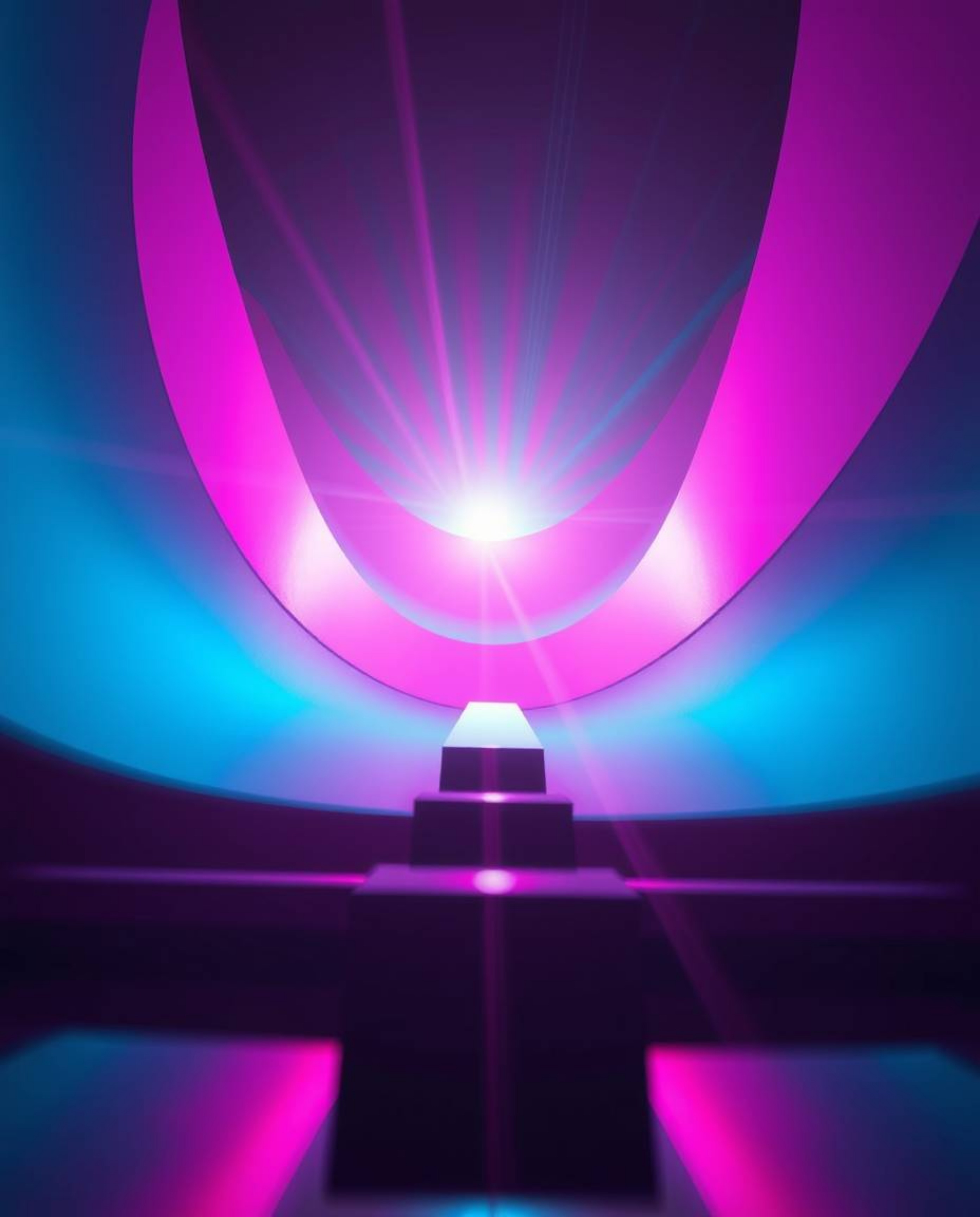 Explore a futuristic art style featuring low angle perspectives, bright lens flares, and moody aesthetics. Discover 3D shapes