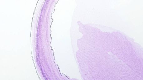 This artwork features a hand-drawn sketch of a glass object that beautifully reflects smooth gradient textures. A close-up de
