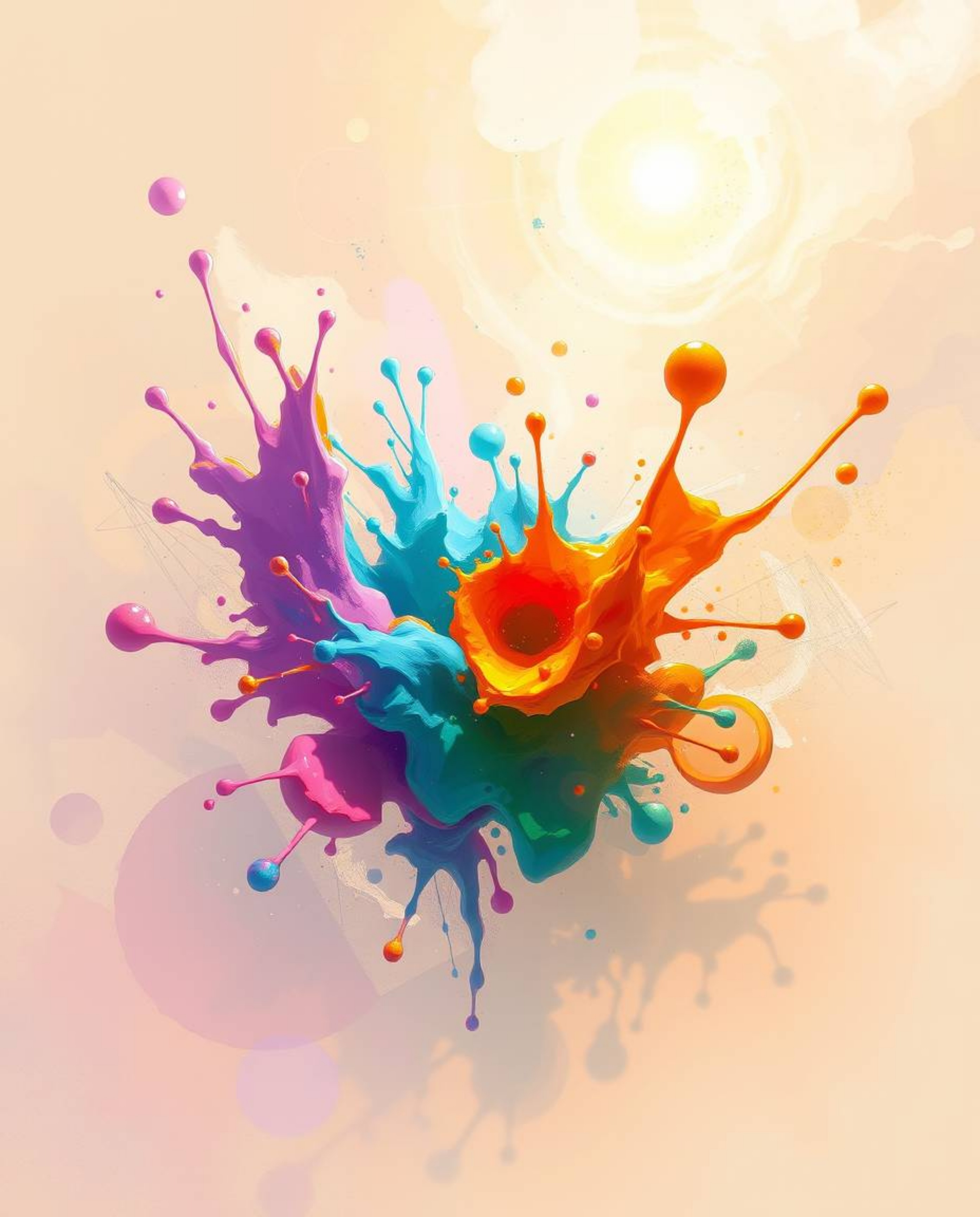 Experience a mesmerizing journey into a surreal digital landscape. This dynamic artwork showcases abstract 3D colorful splash