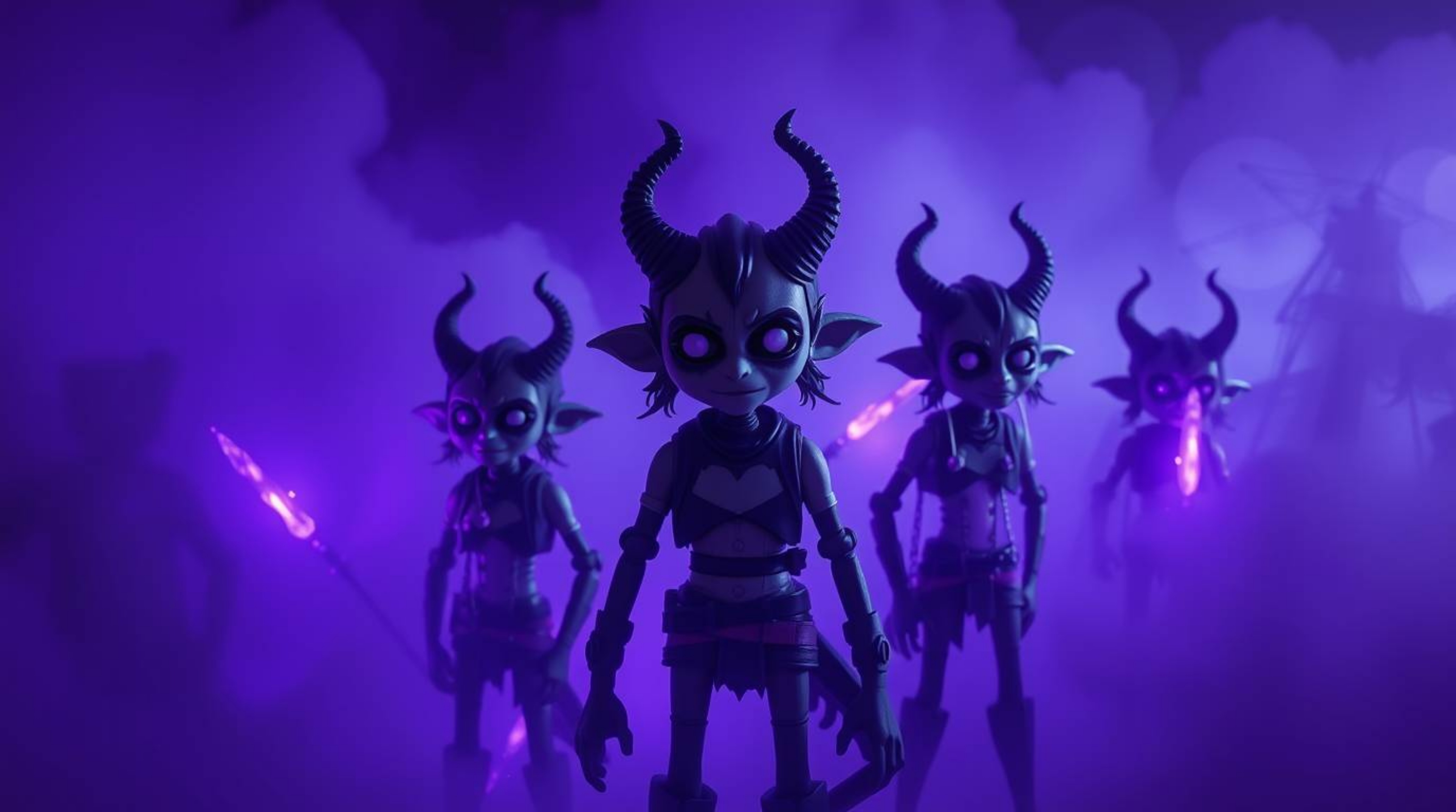 Immerse yourself in a world of deep ultraviolet hues and high contrast, where a team of misfit heroes embarks on an adventure