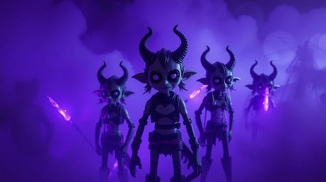 Immerse yourself in a world of deep ultraviolet hues and high contrast, where a team of misfit heroes embarks on an adventure