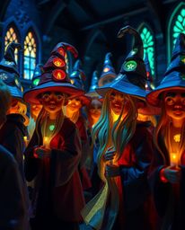Discover a captivating magical school brimming with young wizards, meticulously crafted from layered papier-mâché.  These enc