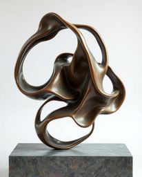 Explore mesmerizing cast bronze 3D fluid shapes morphing seamlessly in an endless loop. This stunning 3D illustration feature