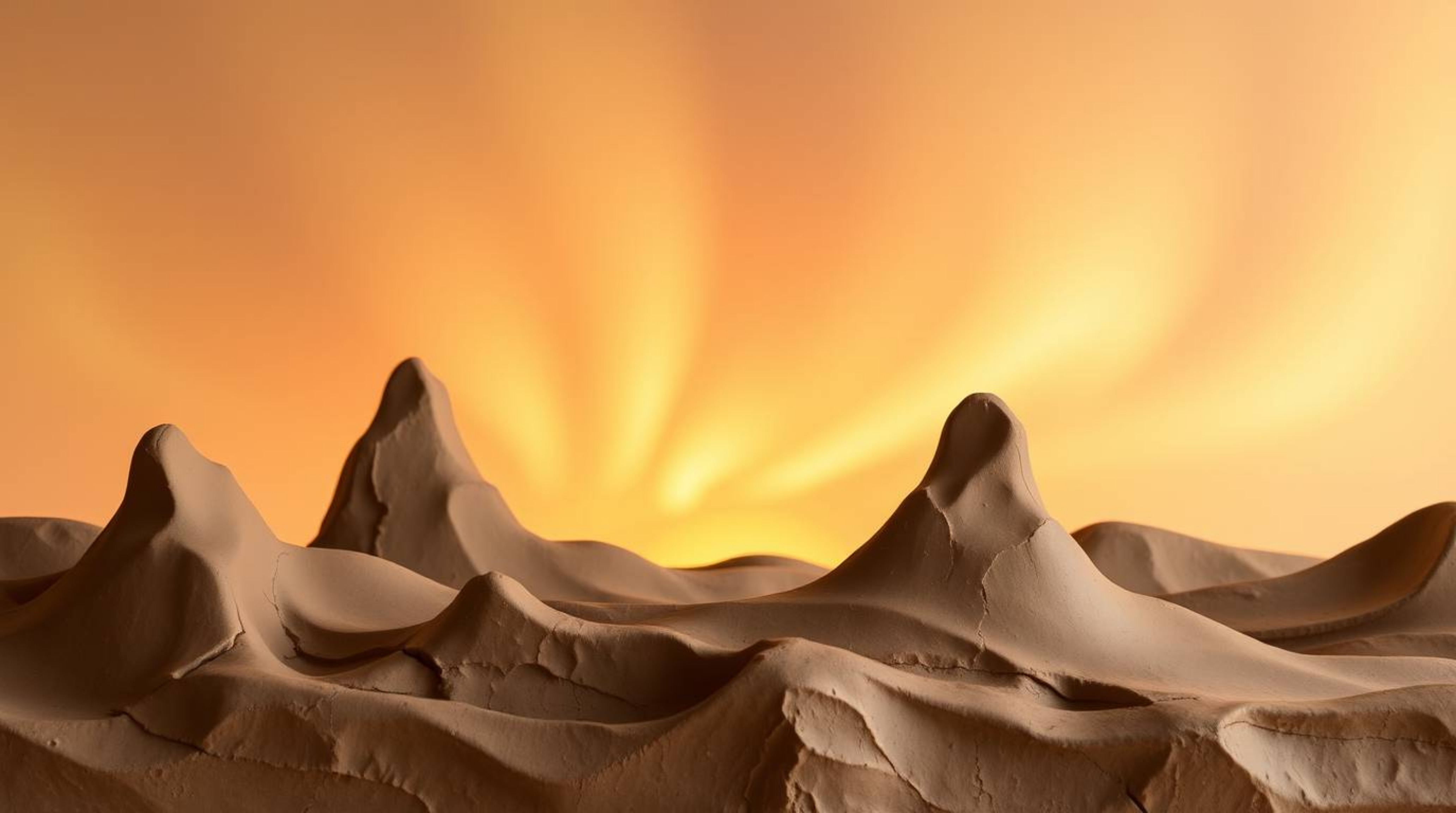 This stunning piece of sculptural clay art captures the ethereal beauty of the Northern Lights emerging over a breathtaking s
