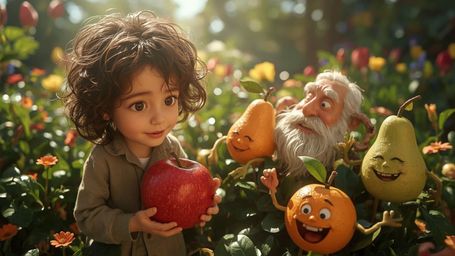 In a vibrant, high-resolution stock photo reminiscent of Pixar's whimsical style, a brilliant, wide-eyed homeschooled genius 