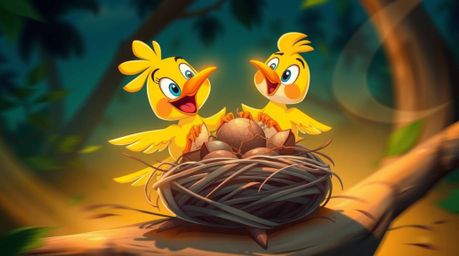 Explore the whimsical world of long exposure photography featuring two cartoon birds diligently building their nest in a clas