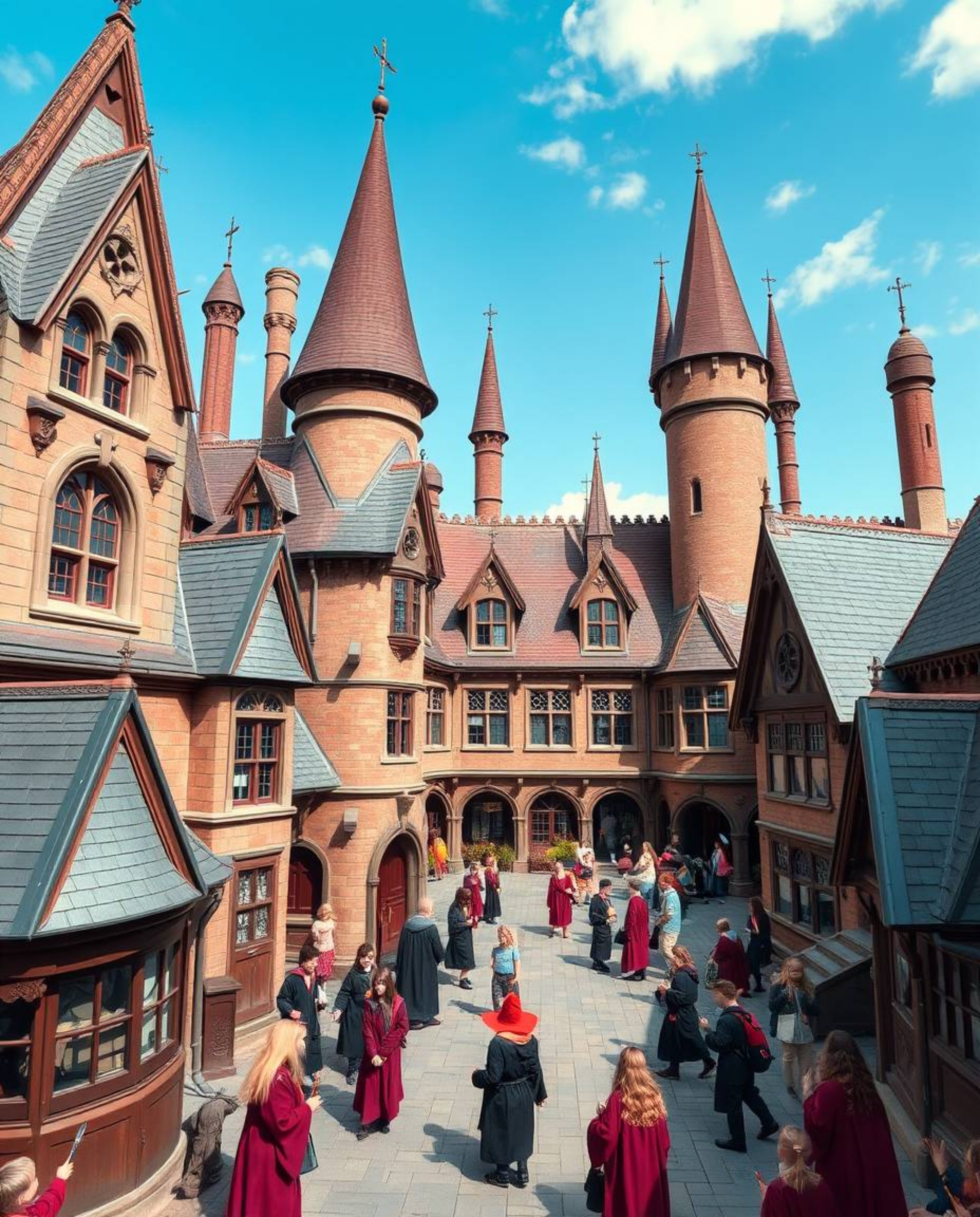 Explore the enchanting world of a magical school brimming with young wizards through these precise architectural color photog
