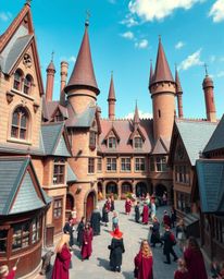 Explore the enchanting world of a magical school brimming with young wizards through these precise architectural color photog