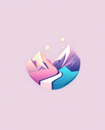 A visually calming logo design inspired by soft pastel colors and a digital glitch landscape.  The design features geometric 