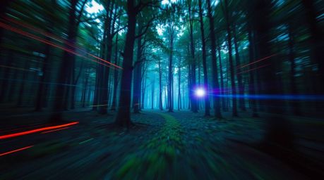 Experience a thrilling chase through a mesmerizing looping forest background.  This visually stunning scene features a cool c