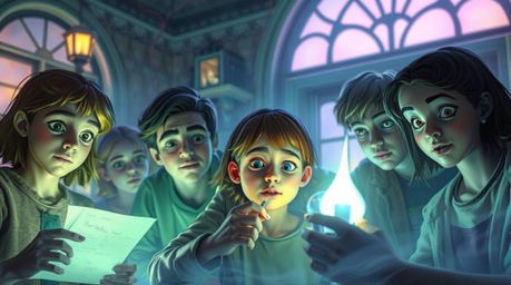 Immerse yourself in a world of soft pastel colors and creative light art, depicting a group of teens with expressive faces an