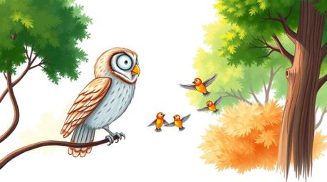 A heartwarming scene depicting a blind owl, meticulously rendered in a hand-drawn sketch with detailed pencil strokes, guidin