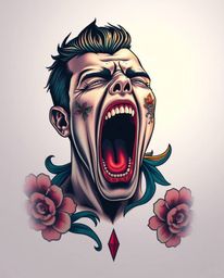 Explore this captivating digital artwork featuring a blend of traditional tattoo art and a modern pixelated aesthetic. A cent