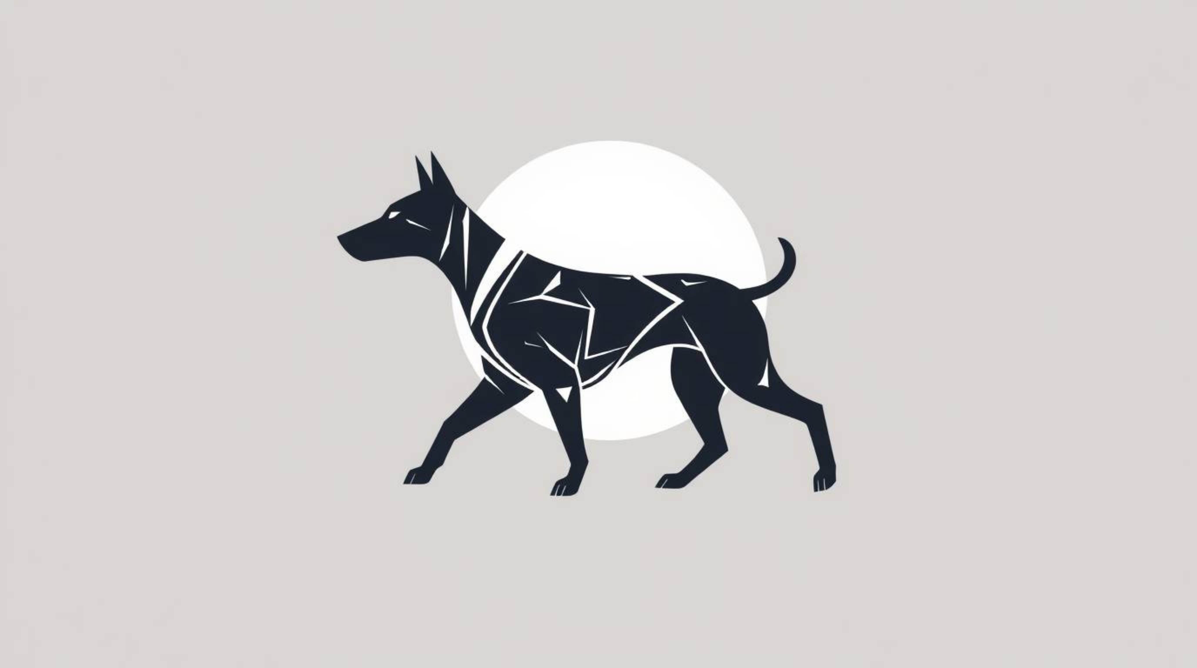 A captivating logo design featuring a futuristic dog silhouetted against a light source, seemingly walking itself through spa