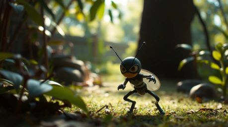Embark on a captivating journey with a bug-sized hero as they navigate a vibrant and dynamic backyard jungle. Experience stun