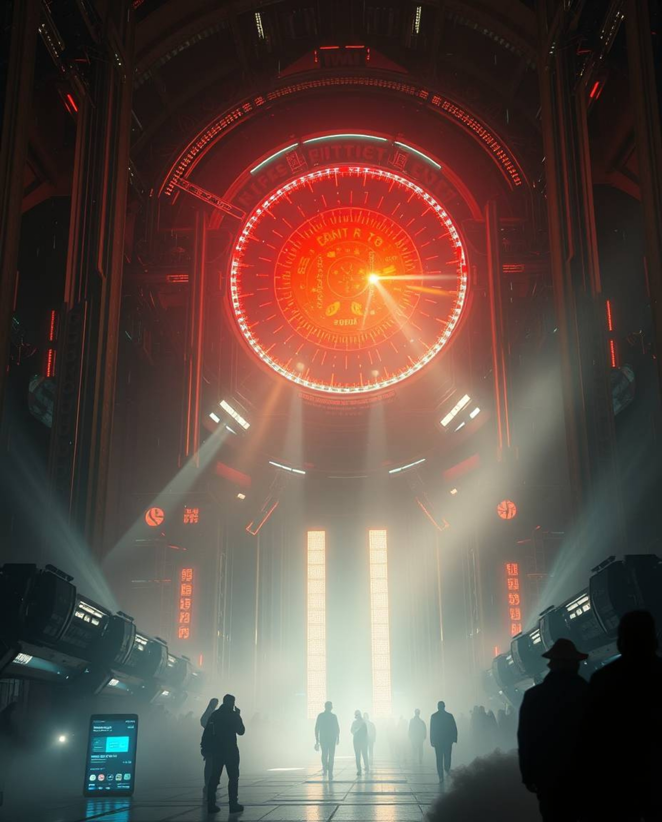 A captivating digital glitch art portrait showcasing a grand, modern future scene.  The image features volumetric lighting, l