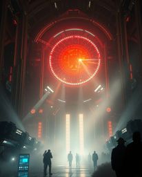 A captivating digital glitch art portrait showcasing a grand, modern future scene.  The image features volumetric lighting, l