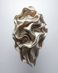 Explore the captivating world of layered papier-mâché with smooth, 3D fluid shapes adorned with metallic textures. These scul