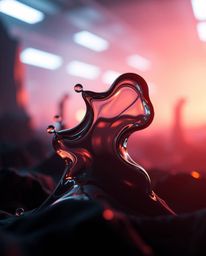 Explore stunning surreal 3D fluid shapes resembling melted glass within a hyperrealistic sci-fi environment. This visual expe