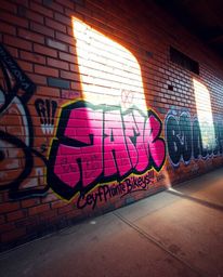 This collection showcases vibrant graffiti art splashed across brick walls, capturing a lively and energetic street art aesth