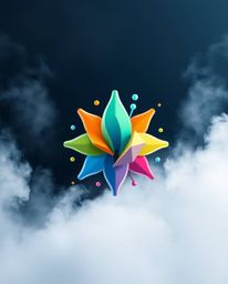 Explore a collection of geometric logo designs featuring abstract 3D colorful splash shapes floating in space, creating surre