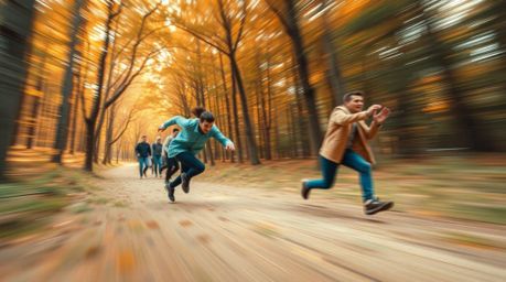 Experience a thrilling chase through a mesmerizing looping forest, brought to life with a vibrant palette of warm terracotta 