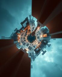 Experience a captivating, top-down perspective of an abstract city map composed of intricate geometric shapes.  The gentle co