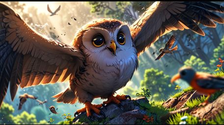 In a heartwarming scene that blends the emotional depth of Pixar with the expressive style of anime, a wise blind owl patient