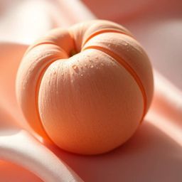 Immerse yourself in the gentle world of ASMR with this close-up image featuring a meticulously crafted papier-mâché peach. Th