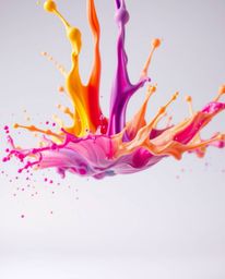Witness a mesmerizing high-speed photograph capturing a vibrant paint splash frozen in mid-air. The image showcases intense d