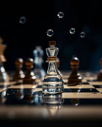 Explore the mesmerizing world of chess in an entirely new dimension. Witness the game frozen in a dramatic mid-air display, c