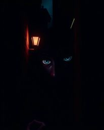 A captivating image of eyes observing from a shadowy alley at night, imbued with an ethereal and spiritual vibe. Rendered in 
