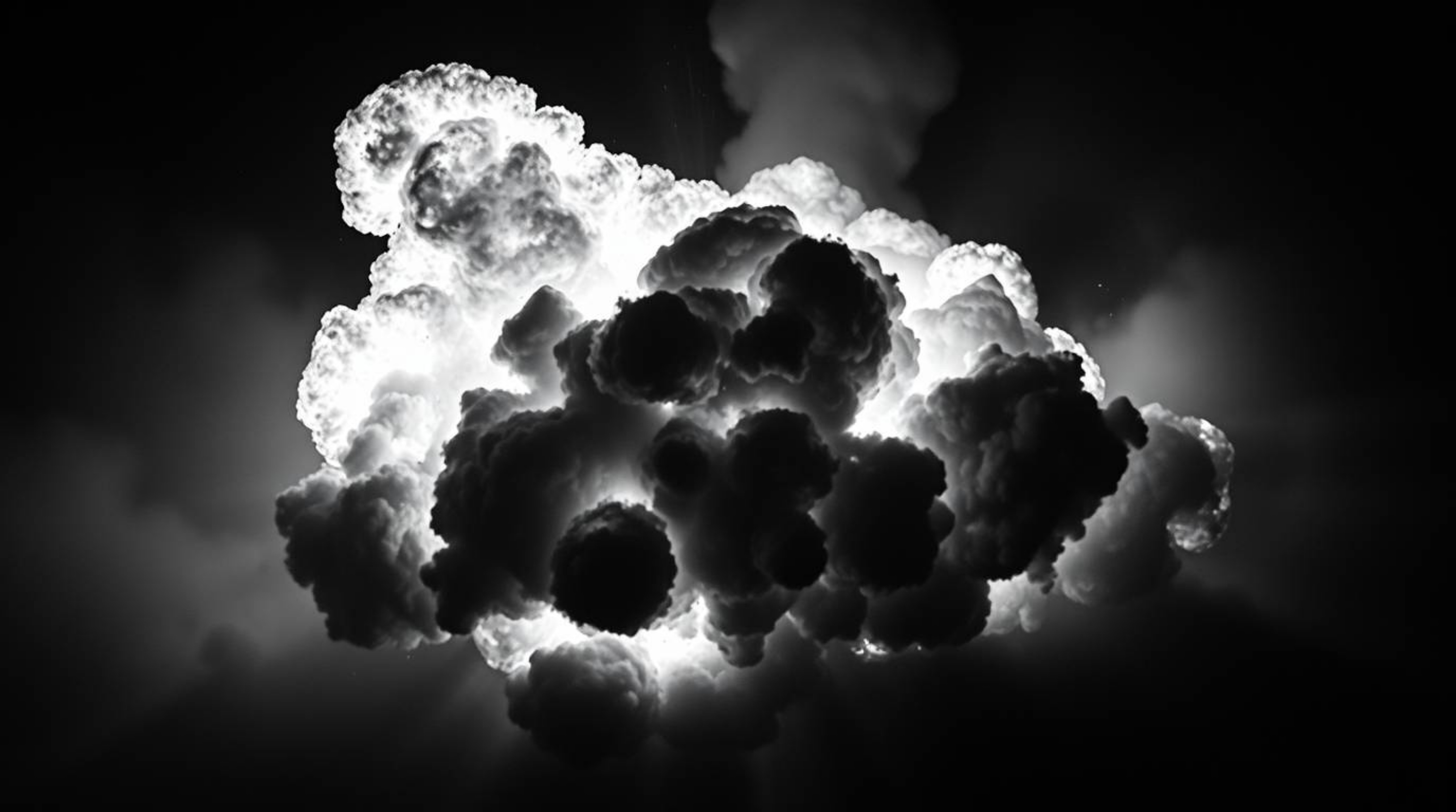 A dramatic, high-angle black and white image captures the intense moment of a TNT explosion in the Wild West.  Strong contras