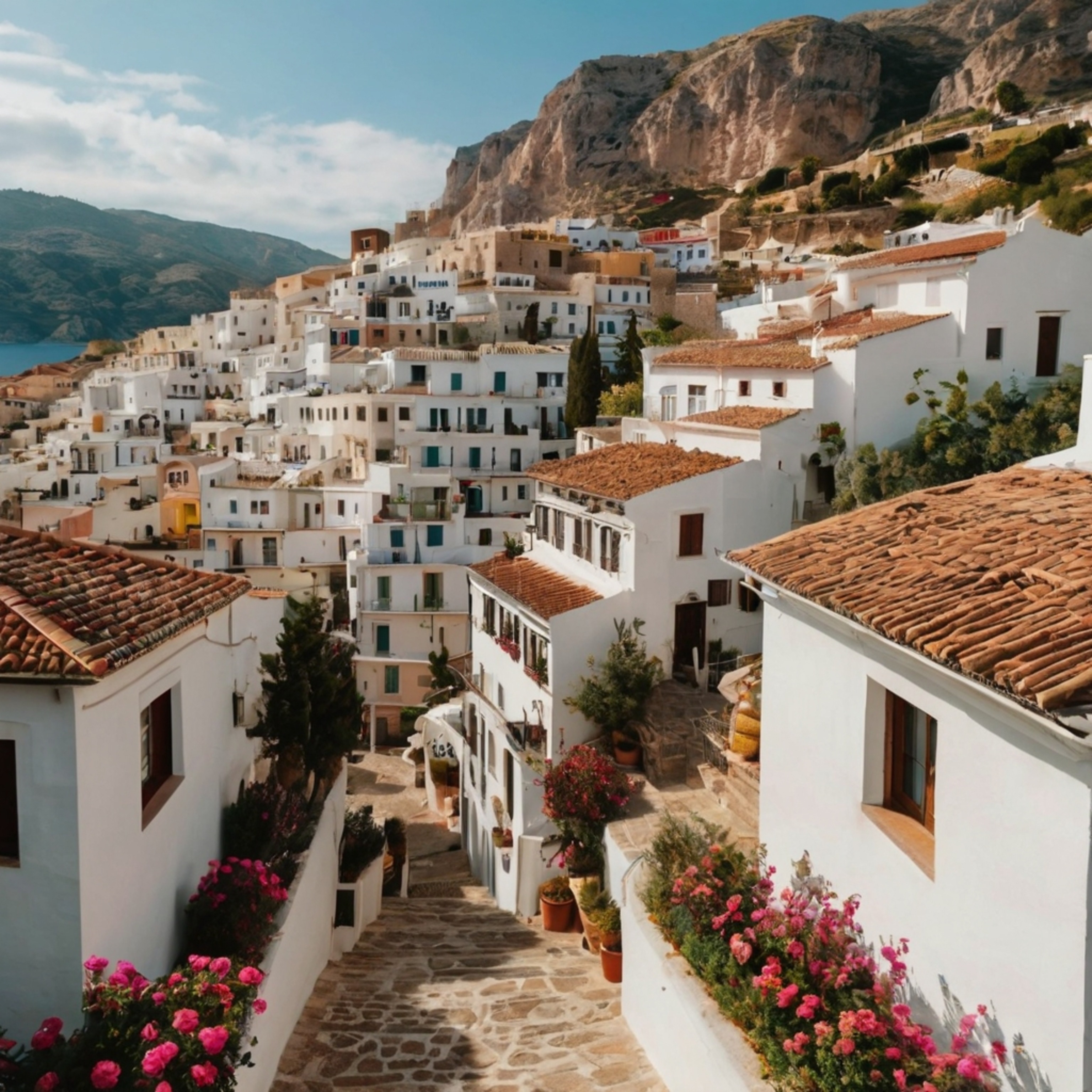 Discover the allure of a small Mediterranean town, a picturesque haven characterized by its labyrinthine narrow streets and e