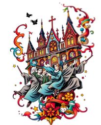 This captivating art print showcases a symbolic traditional tattoo design with vibrant colors and a retro flair. It depicts a