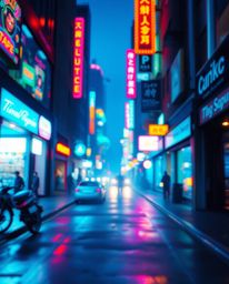 A captivating pixelated glitch art image depicting a cyberpunk street scene.  Immerse yourself in a neon haze, sharp subject 
