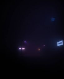 Immerse yourself in a visually striking cyberpunk scene featuring intense jet black hues, thick foggy surroundings, and a pix