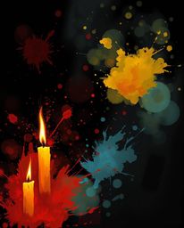 Explore a dynamic digital sketch featuring loose, painterly strokes depicting vibrant colorful splashes against a contrasting