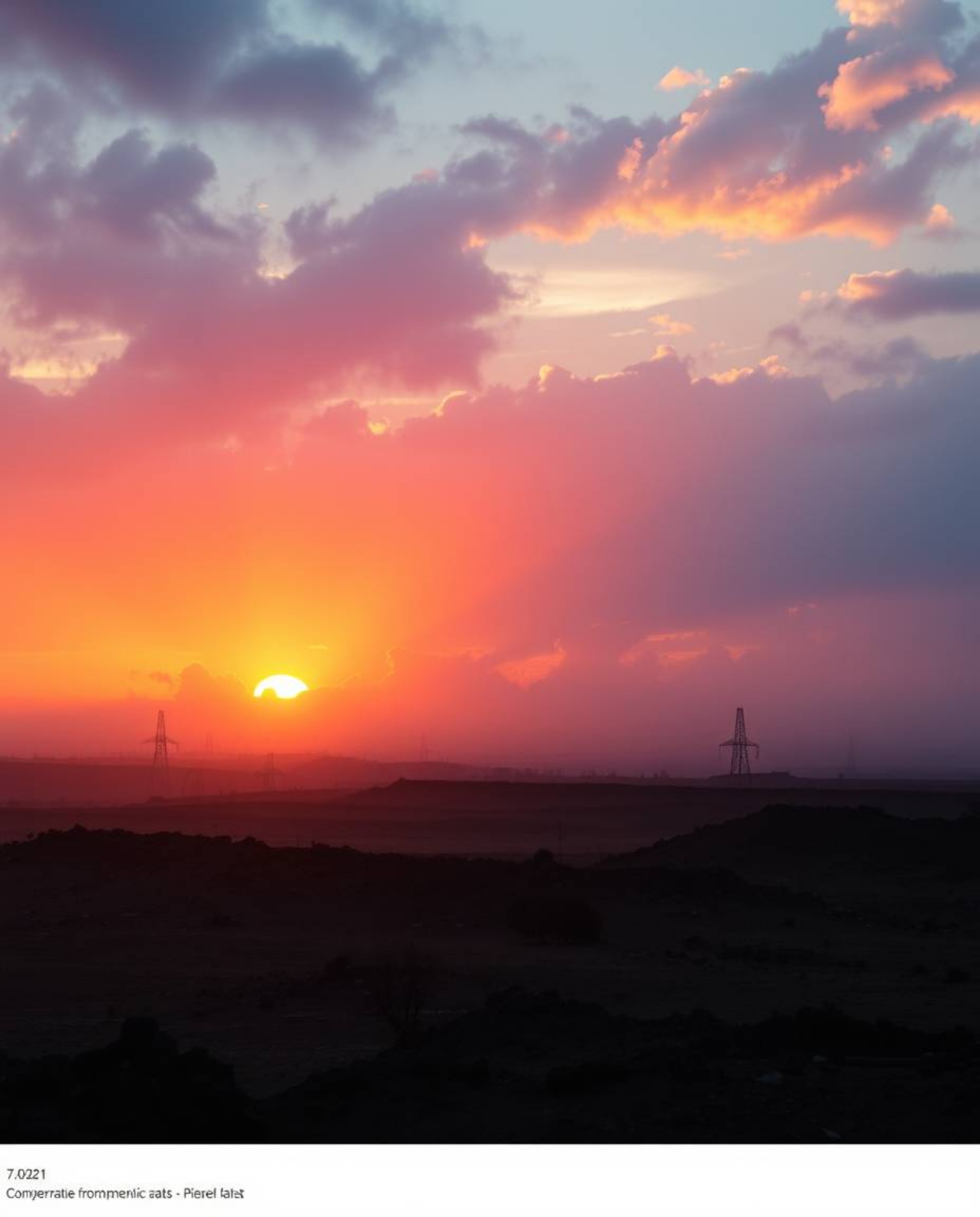 Witness a breathtaking sunrise painting a war-torn landscape with vibrant, complementary colors. Volumetric lighting illumina