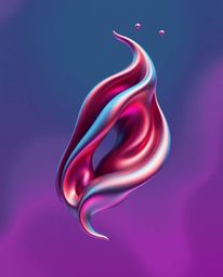 Explore captivating symbolic tattoo art prints featuring smooth, 3D fluid shapes with metallic textures, seemingly floating i