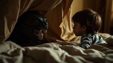 A heartwarming tale of an unlikely friendship between a child and a monster residing under their bed.  Filmed in a dramatic c