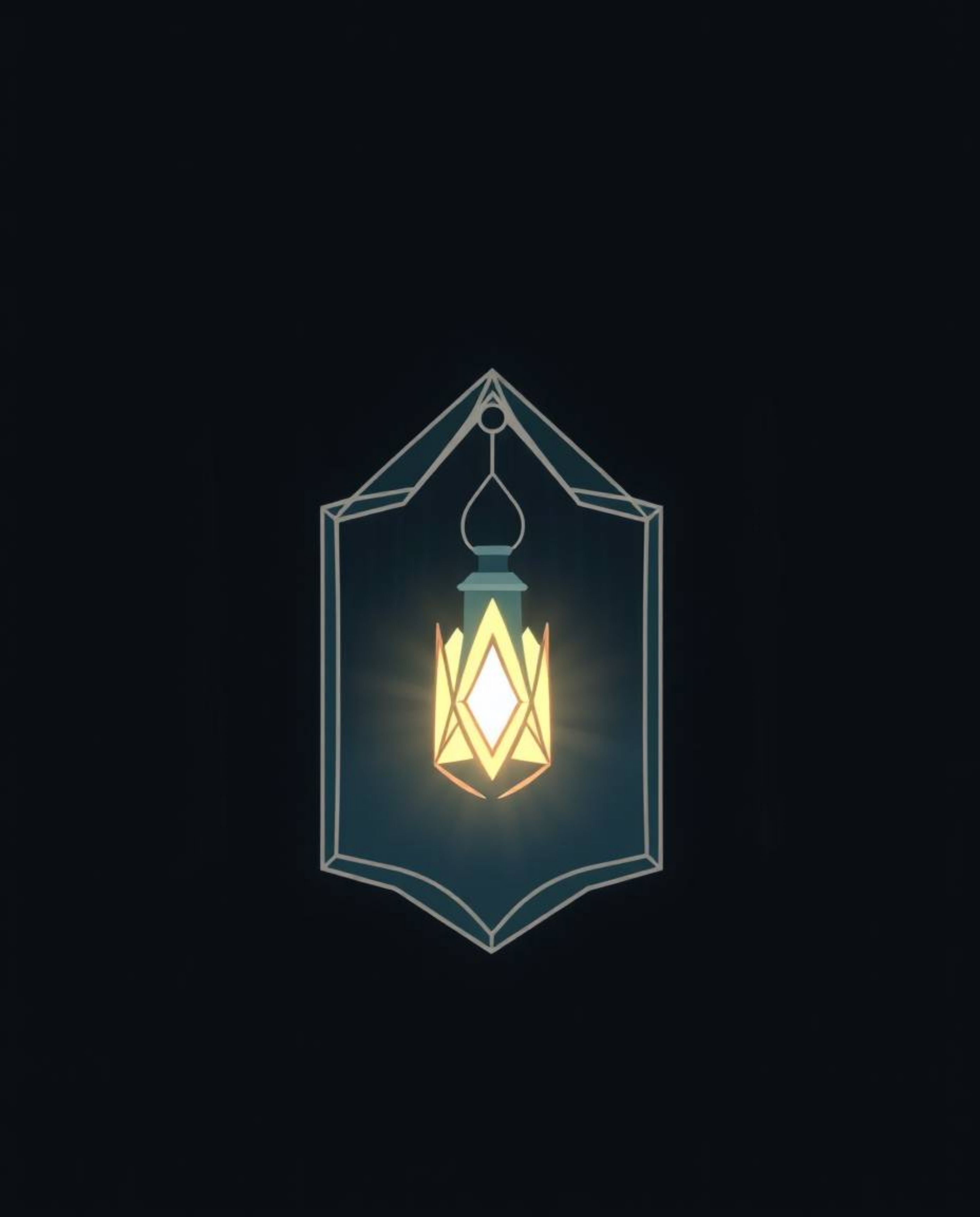 This logo design captures an ethereal and spiritual essence, featuring a glowing lantern illuminating a dark forest. The desi