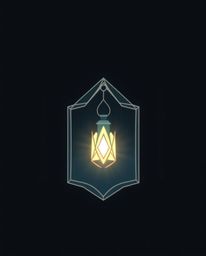 This logo design captures an ethereal and spiritual essence, featuring a glowing lantern illuminating a dark forest. The desi