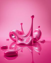 Explore mesmerizing surreal 3D sculptures featuring fluid mercury shapes and reflective surfaces rendered in a modern flat de