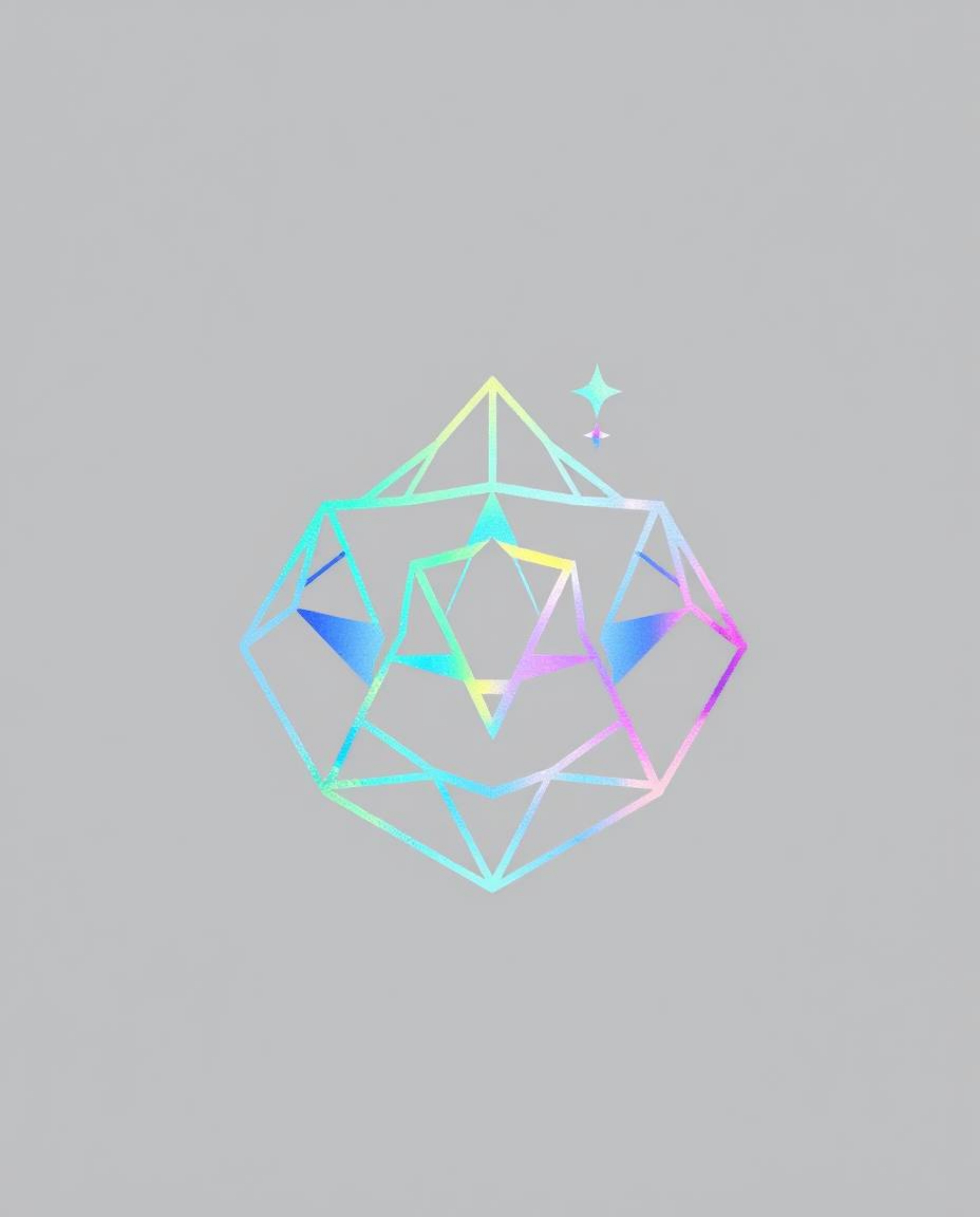 A stunning iridescent logo design featuring geometric shapes and clean lines, perfectly representing a magical school brimmin