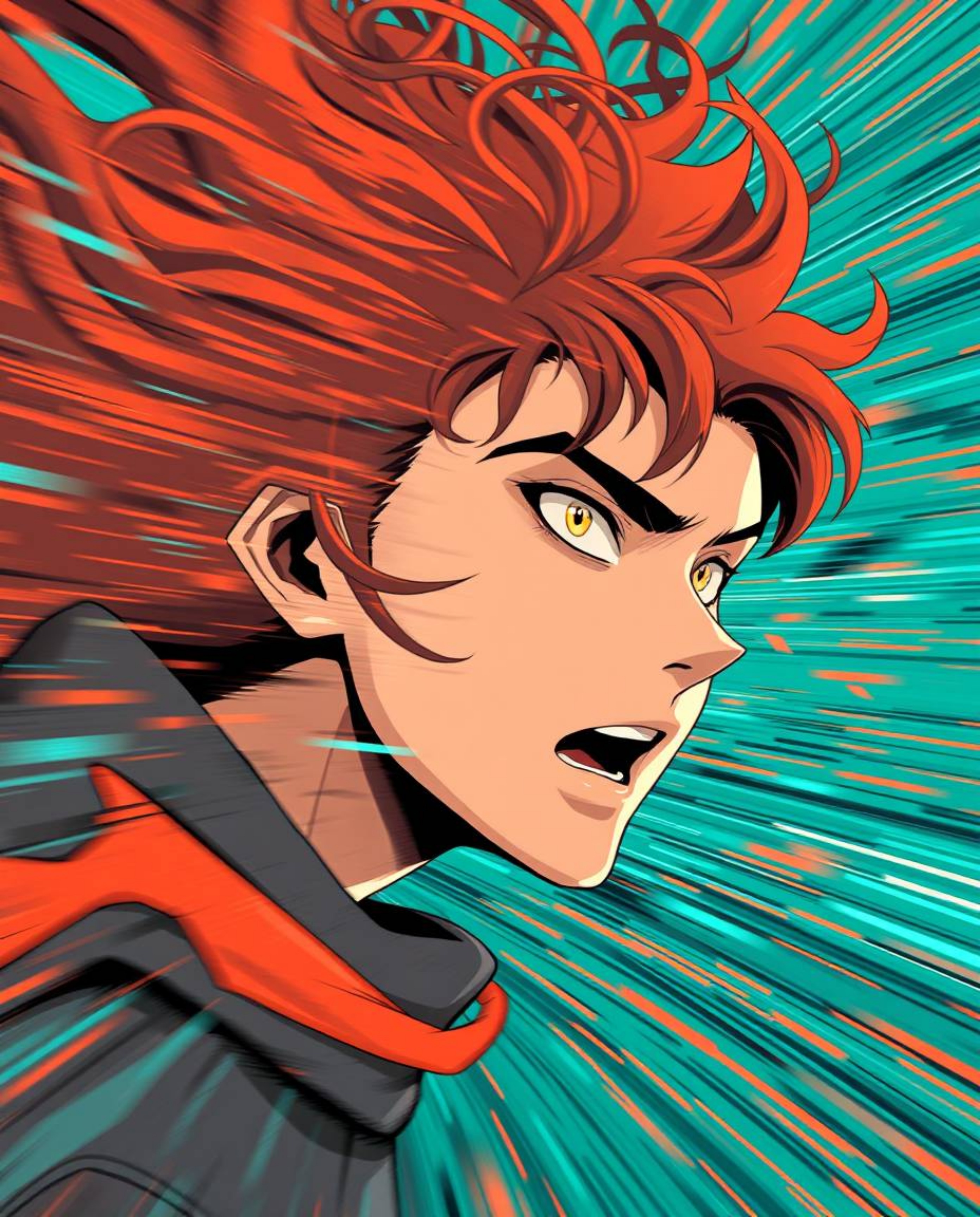 Explore the captivating intersection of dynamic motion and Isekai anime aesthetics with this unique digital art piece. Witnes
