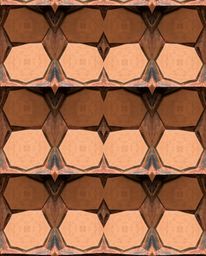 This image showcases a classic oil painting style, viewed from above, with a seamless geometric pattern composed of hexagons 