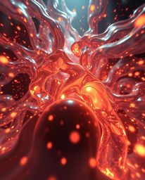 Immerse yourself in a low-angle, Isekai anime-inspired world filled with glassy, fluid 3D shapes in constant motion, surround