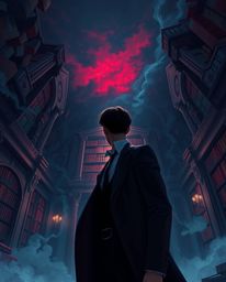 A captivating digital painting depicts a person's astonishing discovery of a hidden underground library. The artwork is rich 